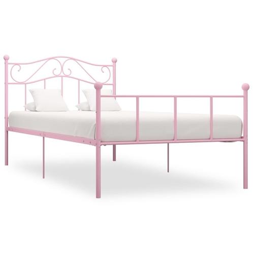 vidaXL Bedframe metaal roze 90x200 cm, Huis en Inrichting, Slaapkamer | Bedden, Nieuw, Verzenden