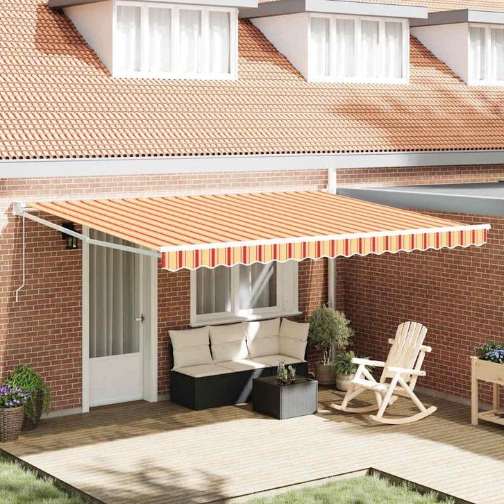 vidaXL Zonnescherm Geel en Oranje 450 × 300 cm Polyester en, Jardin & Terrasse, Protection solaire, Envoi
