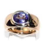 Ring - 18 karaat Geel goud, Witgoud - 2.05ct. tw. Tanzaniet, Handtassen en Accessoires, Ringen, Nieuw