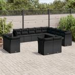 vidaXL 13-delige Loungeset met kussens poly rattan zwart, Tuin en Terras, Verzenden, Nieuw, Loungeset
