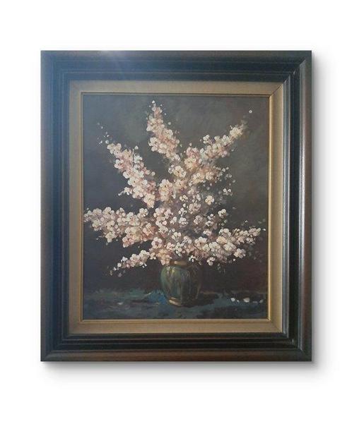 J.J. Foulon (XX) - Kersen bloemen in vaas, Antiek en Kunst, Kunst | Schilderijen | Klassiek