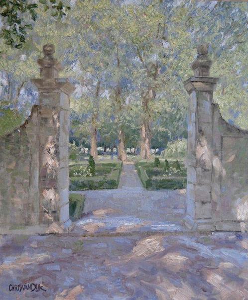 Chris van Dijk (1952) - Impressionist  Jardn du Chateau, Antiek en Kunst, Kunst | Schilderijen | Klassiek