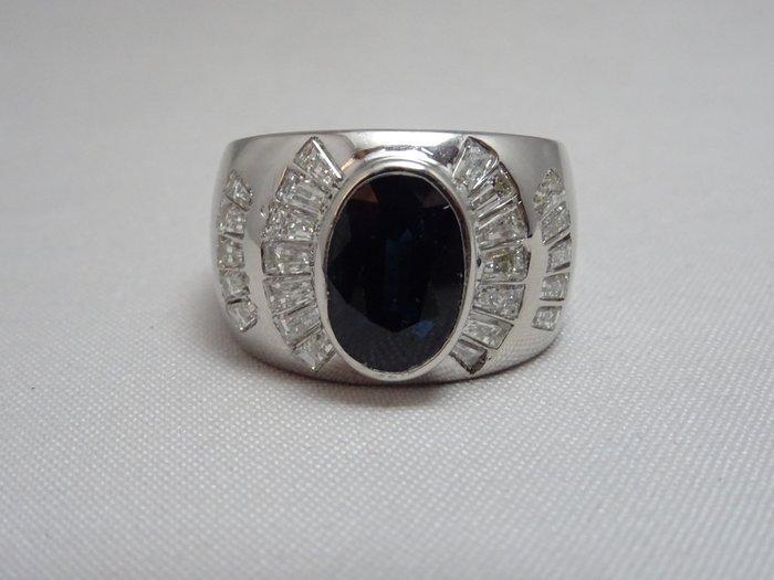 Bague - 18 carats Or blanc Saphir - Diamant, Bijoux, Sacs & Beauté, Bagues