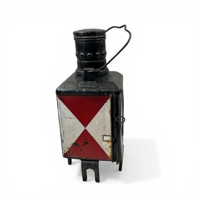 Lampe à huile - Métal, Verre - Vieille lanterne de chemin de, Antiquités & Art, Curiosités & Brocante