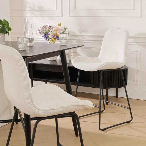 Nolon barkruk ribstof | Crème | 75 cm | Nieuw, Huis en Inrichting, Barkrukken, Nieuw, 1 kruk, 90 cm of meer, Verzenden