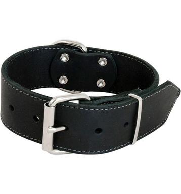 JV Lederen brede halsband zwart 30mmx45cm, Dieren en Toebehoren, Nieuw