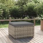 vidaXL Voetensteun met kussen 55x55x30 cm poly rattan grijs, Tuin en Terras, Tuinsets en Loungesets, Verzenden, Nieuw