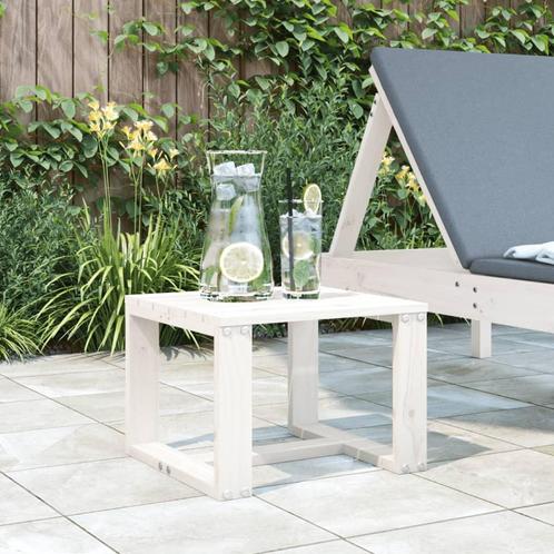 vidaXL Table dappoint de jardin blanc 40x38x28,5cm bois, Tuin en Terras, Tuinsets en Loungesets, Verzenden