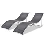 vidaXL Ligbedden inklapbaar 2 st aluminium en textileen, Jardin & Terrasse, Chaises longues, Verzenden