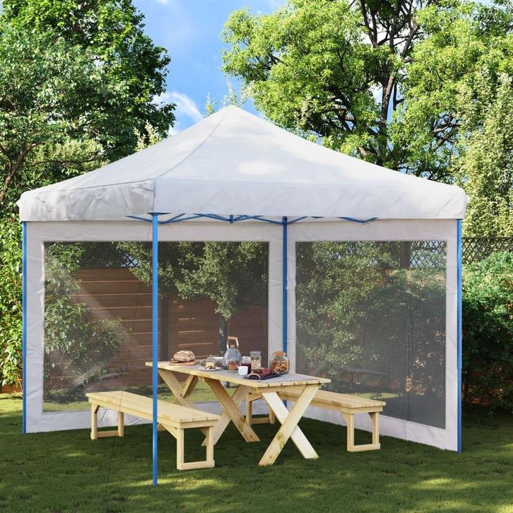 vidaXL Tentwanden 2 st gaas wit en zwart, Tuin en Terras, Partytenten, Nieuw, Verzenden