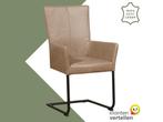Leren eetkamerstoel Dry met armleuning - Vintage Taupe, Huis en Inrichting, Stoelen, Bruin, Nieuw, Leer, Ophalen of Verzenden