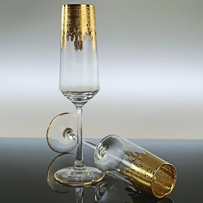 SECOLOVENTESIMO - Kelk (6) - MIDA - 24 kt goud - Kristal en, Antiek en Kunst, Antiek | Meubels | Tafels