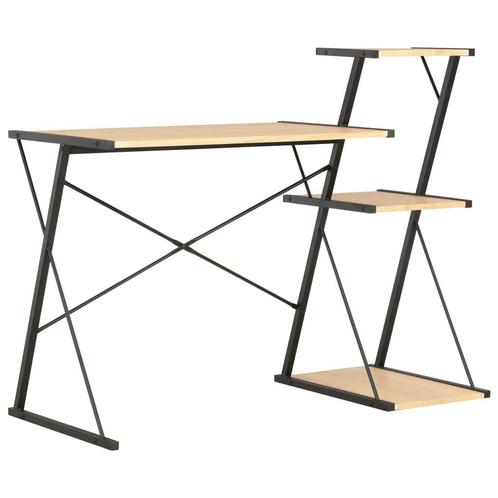 vidaXL Bureau met schap 116x50x93 cm zwart en eikenkleurig, Huis en Inrichting, Bureaus, Nieuw, Verzenden