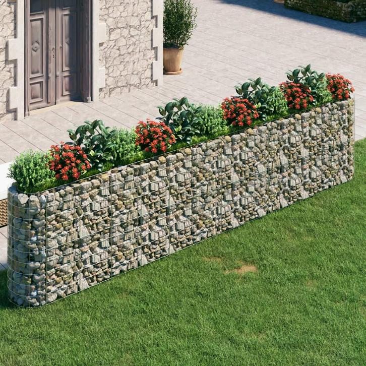 vidaXL Gabion plantenbak verhoogd 470x50x100 cm, Tuin en Terras, Bloempotten, Nieuw, Verzenden
