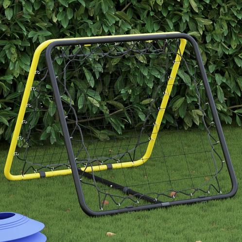 vidaXL Voetbalrebounder dubbelzijdig verstelbaar staal geel, Sport en Fitness, Voetbal, Nieuw, Verzenden