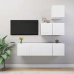 vidaXL 4-delige Tv-meubelset spaanplaat wit, Nieuw, Verzenden