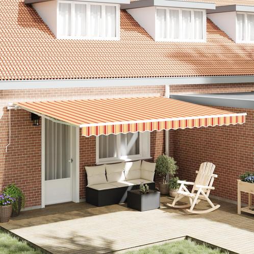 vidaXL Handmatige Uittrekbare Markies Geel en Oranje 450x350, Tuin en Terras, Zonneschermen, Nieuw, Verzenden
