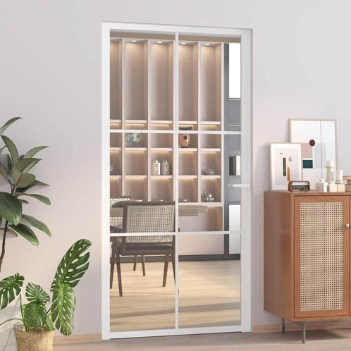 vidaXL Binnendeur 102,5x201,5 cm ESG-glas en aluminium wit, Doe-het-zelf en Bouw, Deuren en Vliegenramen, Nieuw, Verzenden