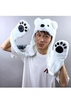 Muts Wanten Zachte IJsbeer Fleece Sjaalmuts met Oortjes Wit, Ophalen of Verzenden