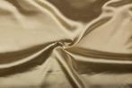 Glanzende stof zandbruin - Polyester stof 15m op rol, Nieuw, Verzenden