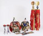Antique Pair of Samurai Dolls in Armor with Ornament Set  -