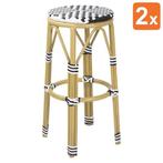 Barkrukken | Rotan/Aluminium | Zwart | Houtlook Frame |, Verzenden, Nieuw in verpakking