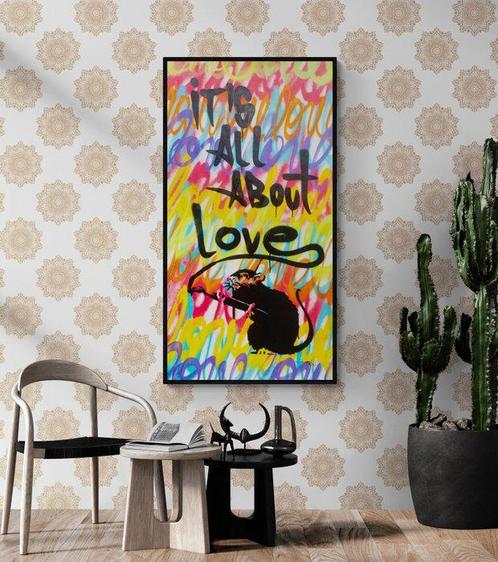 RAM - Vs Banksy Rat - It´s All About Love - XL Size, Antiek en Kunst, Kunst | Schilderijen | Modern