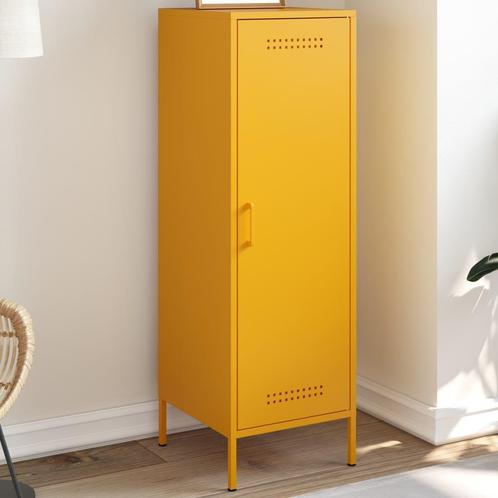 vidaXL Buffet jaune moutarde 36x39x113 cm acier, Maison & Meubles, Armoires | Dressoirs, Neuf, Envoi