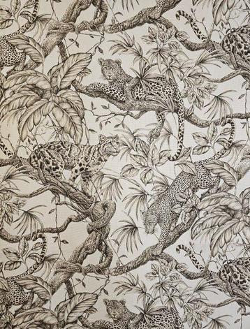 Nieuw! Exclusieve Oosterse stof met leoparden in de jungle -
