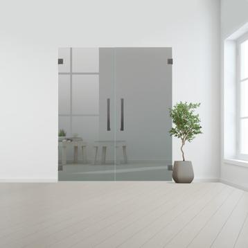 Glazen dubbele binnendeur zonder kozijn RVS beslag-Grijs geh, Doe-het-zelf en Bouw, Deuren en Vliegenramen, Verzenden, Nieuw