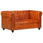 vidaXL Canapé Chesterfield à 2 places Brun roux Cuir, Maison & Meubles, Verzenden, Neuf