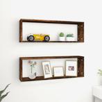 vidaXL Wandschappen kubus 2 st 80x15x26,5 cm hout gerookt, Verzenden, Nieuw