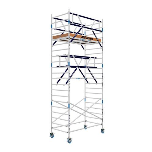 AGS Pro rolsteiger ASC 135 x 250 x 7,2wh tweezijdig, Doe-het-zelf en Bouw, Steigers, Rolsteiger of Kamersteiger, Nieuw, 5 meter of hoger