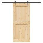vidaXL Schuifdeur met beslag 100x210 cm massief grenenhout, Doe-het-zelf en Bouw, Deuren en Vliegenramen, Verzenden, Nieuw