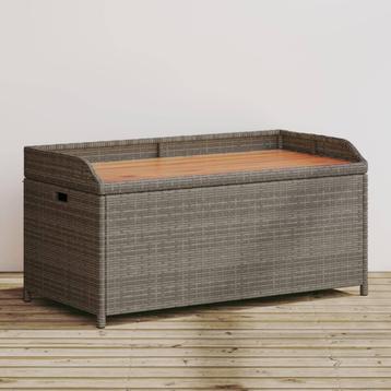 vidaXL Opbergbank 100x50x52 cm poly rattan en acaciahout, Verzenden