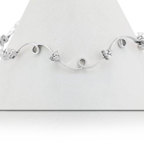 Bracelet - 18 carats Or blanc -  0.50ct. tw. Diamant, Handtassen en Accessoires, Antieke sieraden