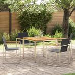 vidaXL 5-delige tuinset van massief teak en roestvrij staal, Tuin en Terras, Verzenden, Nieuw, Tuinset