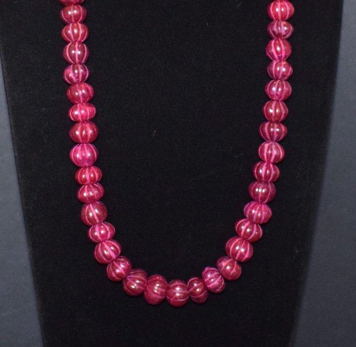 Lourd COLLIER 1 rij parels 10 x 15 mm en robijn - 675, Collections, Minéraux & Fossiles