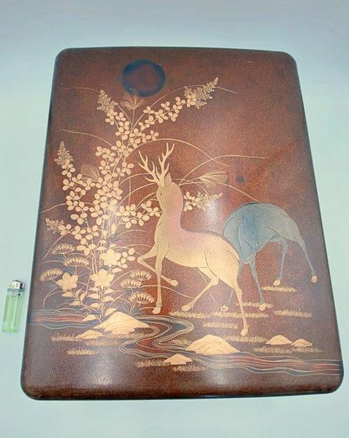 Boîte à papier à lettres Maki-e Gold Couple Deer Autumn Moon, Antiek en Kunst, Antiek | Overige Antiek