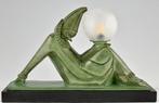 Max Le Verrier - Marcel Bouraine - Lampe - Marbre, Métal,, Antiek en Kunst