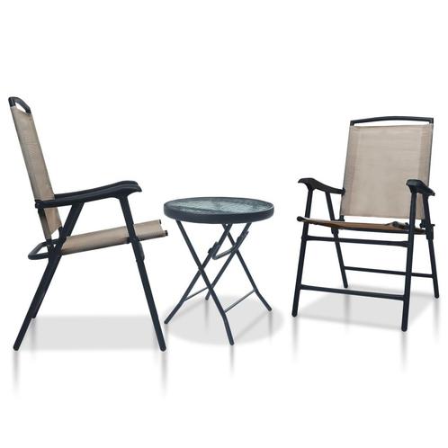vidaXL 3-delige Bistroset staal taupe, Tuin en Terras, Tuinsets en Loungesets, Nieuw, Verzenden