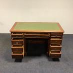 Klassiek Engels bureau (Heldense stijl) met leren inlegblad,, Huis en Inrichting, Bureaus, Gebruikt, Bureau