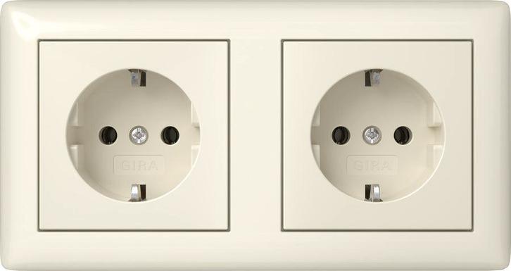 Gira Standaard 55 Dubbele SCHUKO Stopcontact Met Frame -, Doe-het-zelf en Bouw, Elektriciteit en Kabels, Verzenden