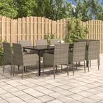 vidaXL 11-delige Tuinset met kussens poly rattan zwart en, Verzenden, Nieuw, Tuinset