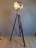 Staande lamp - Scheeps / Theaterlamp - Glas, Hout, Metaal -, Antiek en Kunst