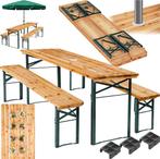 tectake® Biertafel met Parasolhouder - 170 x 46 x 78 cm - Bi, Huis en Inrichting, Verzenden, Nieuw