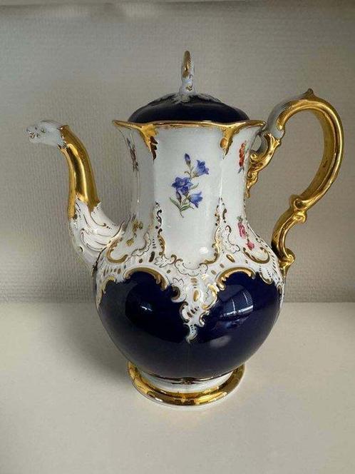 Meissen - Koffiepot - Porselein - Diep Blauw met Bloemen, Antiek en Kunst, Antiek | Glaswerk en Kristal
