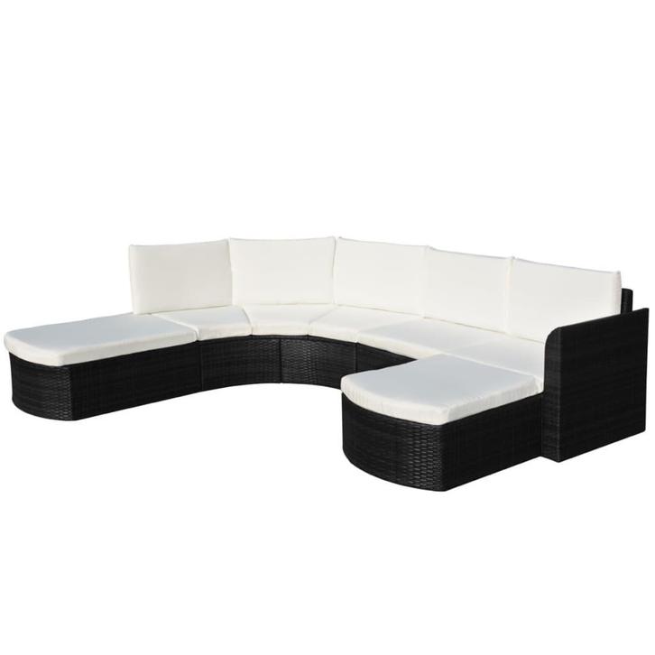 vidaXL 4-delige Loungeset met kussens poly rattan zwart, Tuin en Terras, Tuinsets en Loungesets, Loungeset, Nieuw, Verzenden