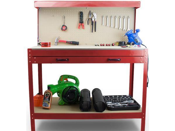 Veiling - Werkbank Rood - Incl. Prikbord en Lade, Doe-het-zelf en Bouw, Werkbanken