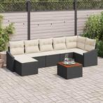 vidaXL Tuinbank Set met kussen 8 pcs Zwart Poly rattan, Tuin en Terras, Verzenden, Nieuw